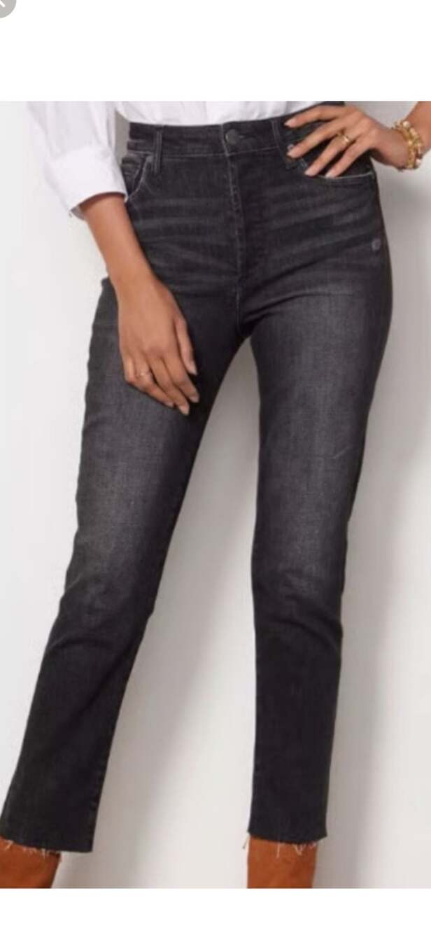 Evereve The Ever Straight High Rise‎ Black Distressed Crop Jeans Size 29
